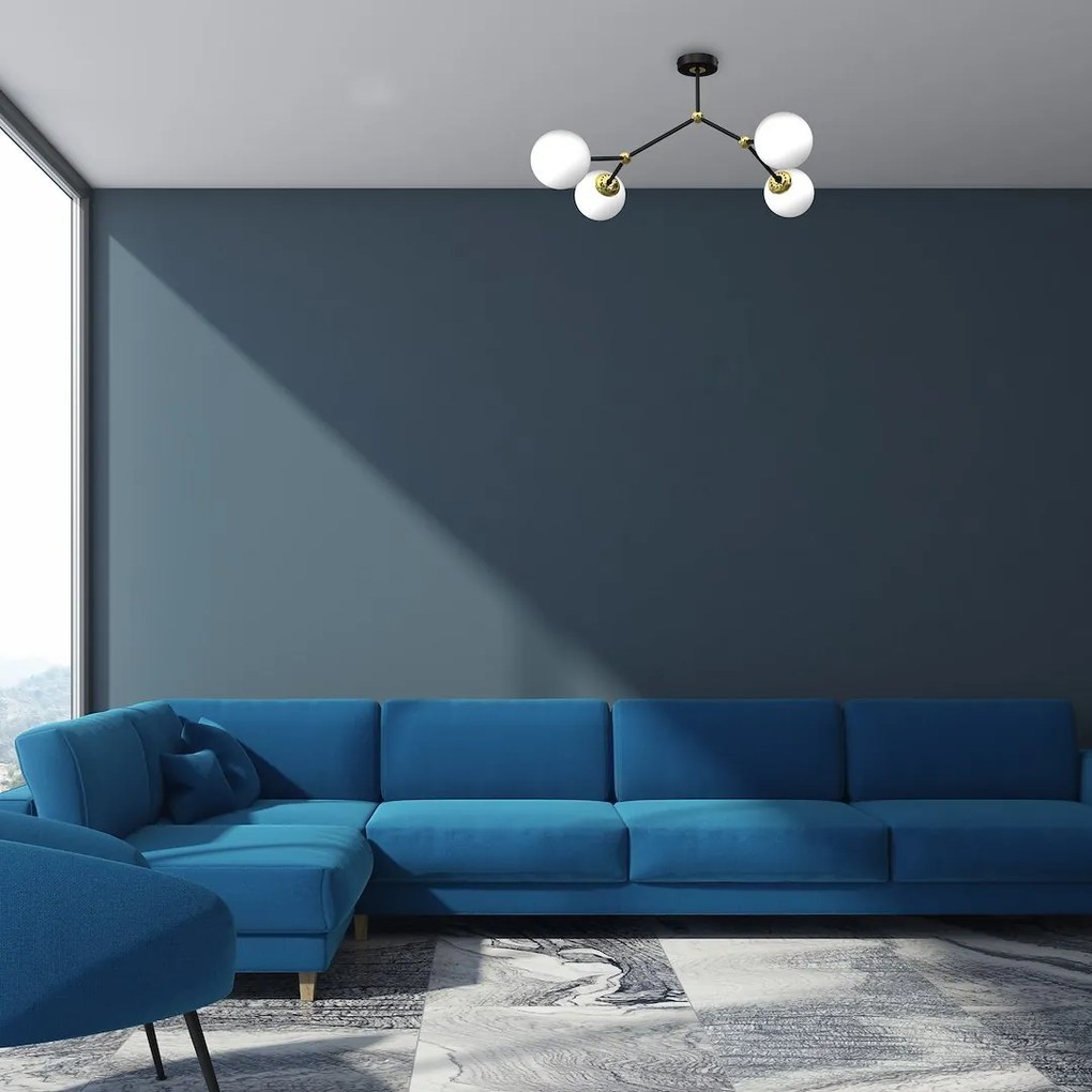 Stropné svietidlo Joy, 4x biele sklenené tienidlo, b/g