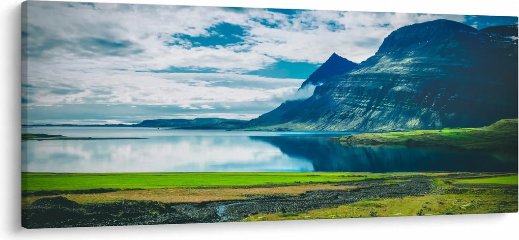 Obraz jazera s horami (120x50 cm)