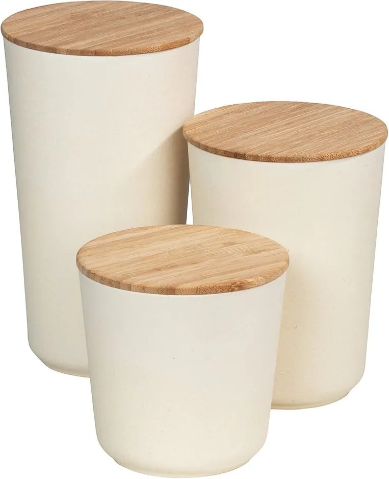 Béžový úložný box s bambusovým vekom Wenko Bondy, 500 ml