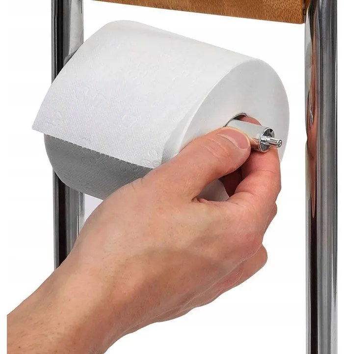 Držiak toaletného papiera s WC štetkou - kov / bambus