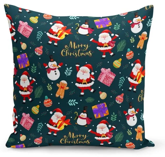 Modrá vianočná dekoratívna obliečka na vankúš Kate Louise Christmas Noel, 43 x 43 cm