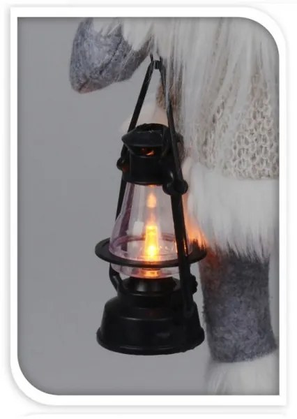 Škriatok s LED lampášom Maxi – tmavohnedý 84 cm