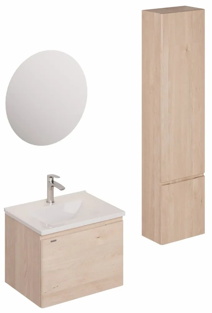 Kúpeľňová zostava s umývadlom vrátane umývadlovej batérie, vtoku a sifónu Naturel Ancona akácie KSETANCONA10