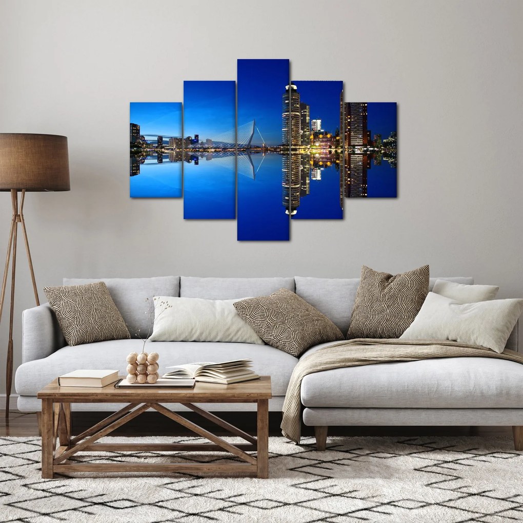 Obraz - nočný Rotterdam (150x105 cm)