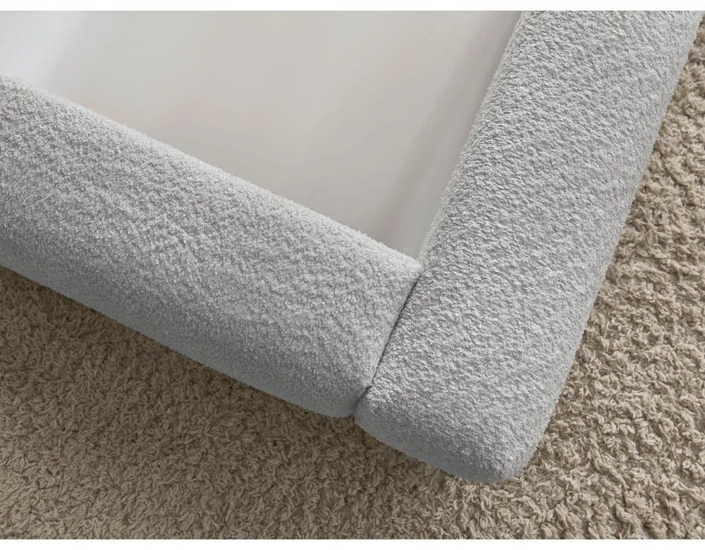 Svetlosivá čalúnená dvojlôžková posteľ s úložným priestorom s roštom 160x200 cm Orlane – Bobochic Paris