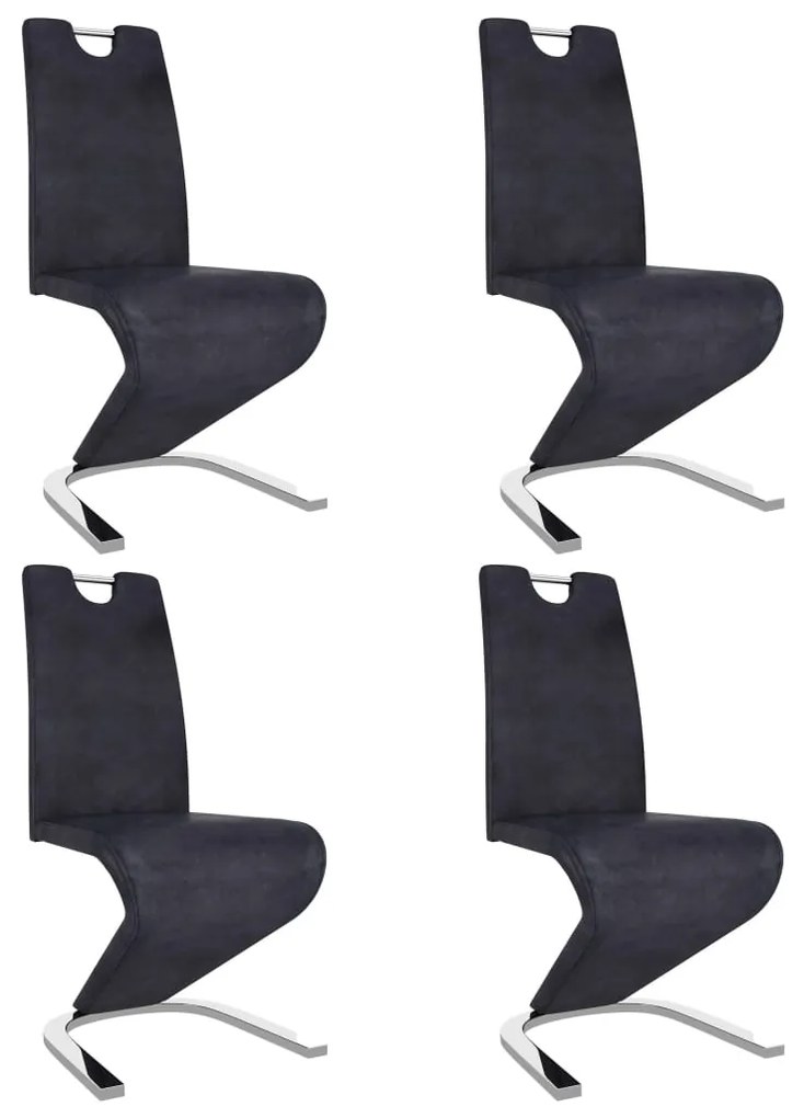 vidaXL Jedálenské stoličky, cikcakový tvar 4 ks, sivé, umelý semiš