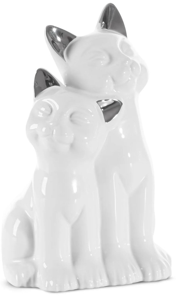 DEKORAČNÁ SOŠKA CAT 14X12X22 CM BIELA