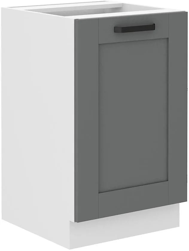 Dolná kuchynská skrinka Lucid 50 ZL 1F BB (korpus: biela + front: mdf dustgrey). Akcia -6%. Vlastná spoľahlivá doprava až k Vám domov. 1134718