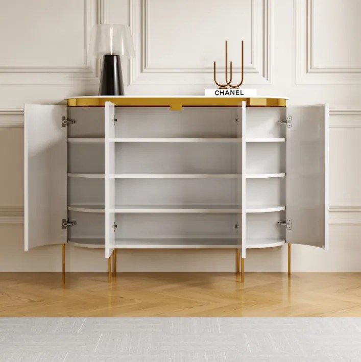 KOMODA ADALIA L BIELY MRAMOR + ZLATÁ 140 cm