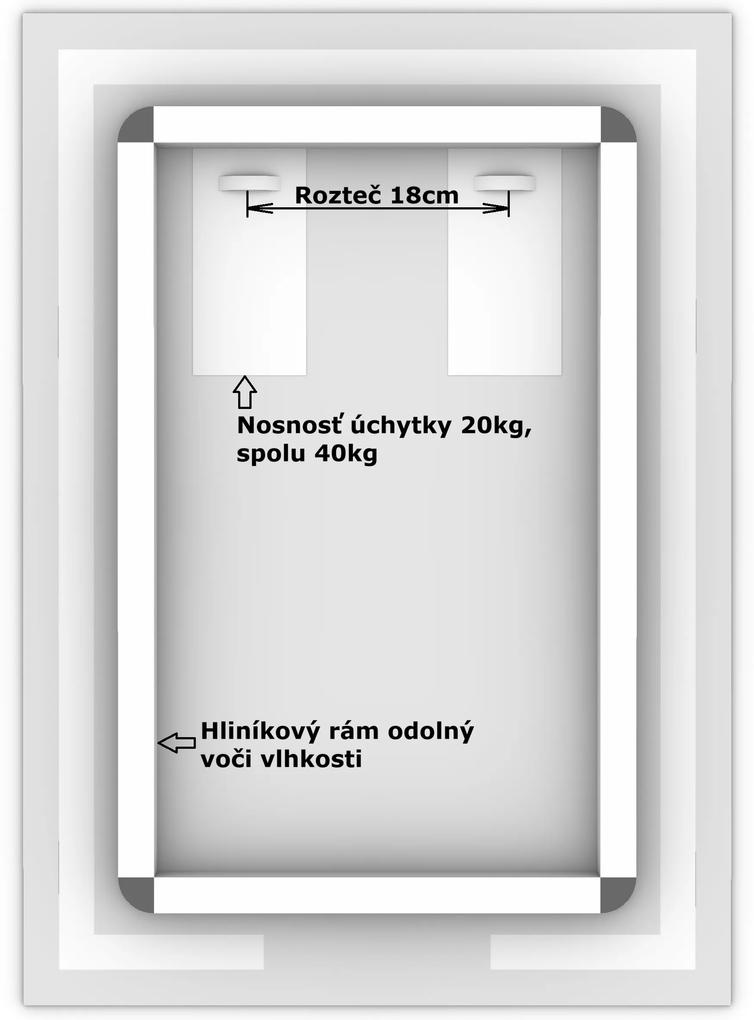 LED zrkadlo La Linea 50x70cm studená biela - diaľkový ovládač Farba diaľkového ovládača: Čierna