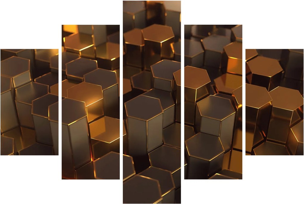 Obraz - Bronzové hexagóny (150x105 cm)