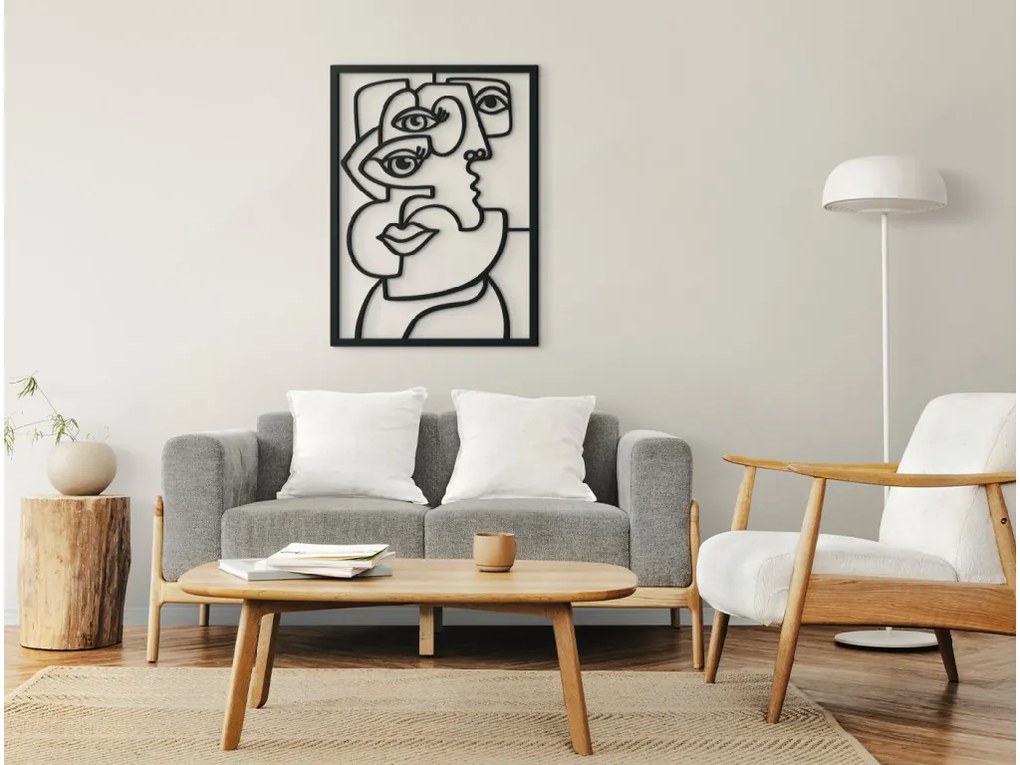 drevko Kubistický obraz na stenu Oči Rozmer obrazu: 44 x 32,5 cm, Farba dekorácie: Čierna
