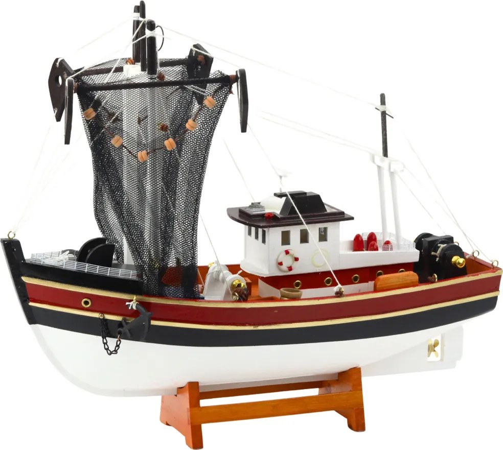 LEAN Toys Zberateľský model rybárskeho plavidla s rybárskou sieťou 38x31cm