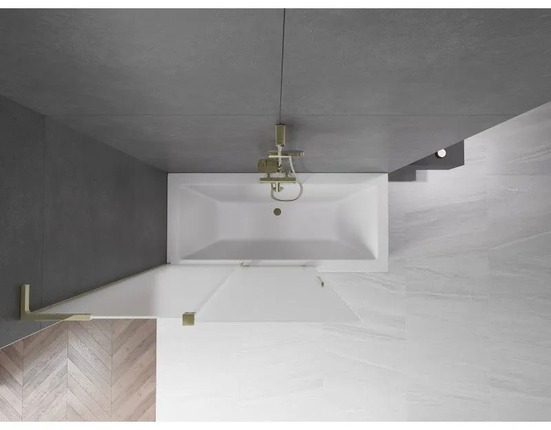 Mexen Velar L, 2-krídlová posuvná vaňová zástena 120 x 150 cm, 8mm sklo námraza, zlatá lesklá, 896-120-003-31-50