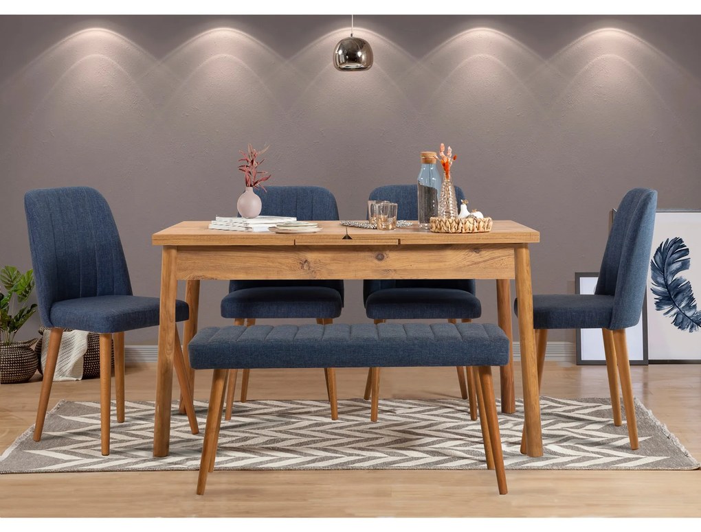 Jedálenský set Santiago dub/tmavomodrý