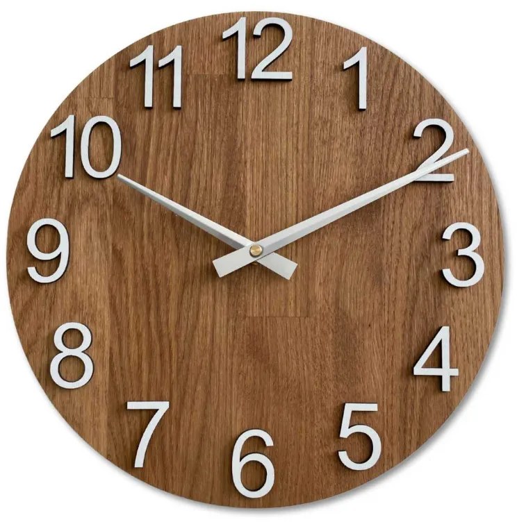 Dubové hodiny na stenu s arabskými číslicami I SENTOP MAS017-3072-silver-hands
