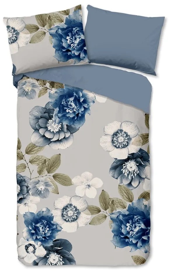 Modro-sivé flanelové obliečky na jednolôžko 140x200 cm Gabin – Good Morning