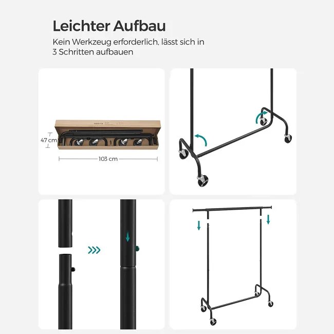 Vešiakový stojan na kolieskach HSR011B01