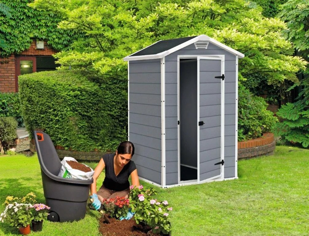 Záhradný domček Keter MANOR 4 x 3 šedý, s podlahou