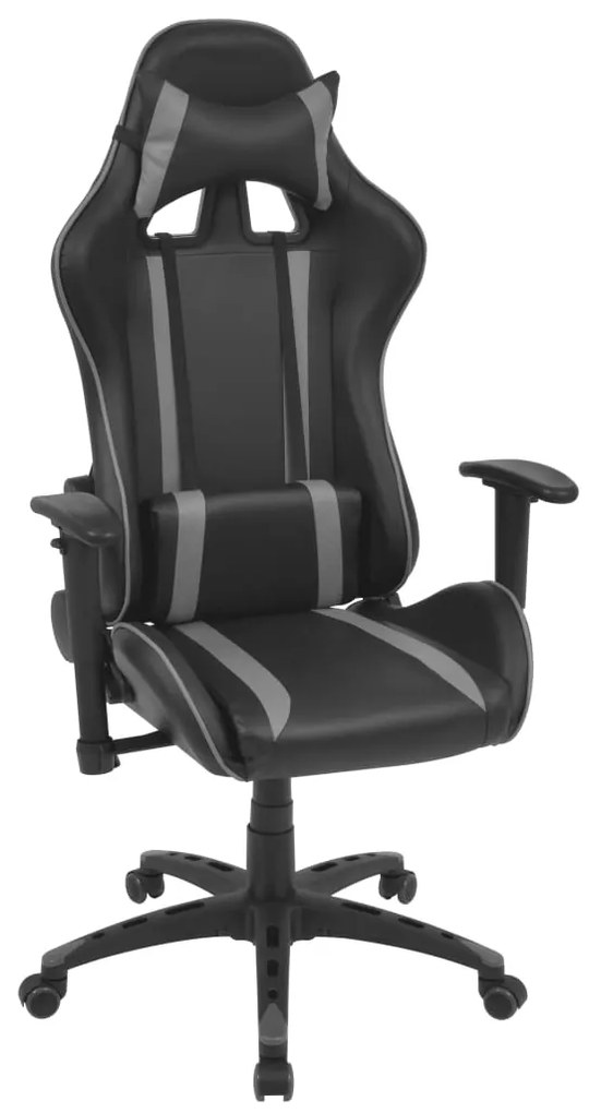vidaXL Sklápacie kancelárske kreslo, pretekársky dizajn, umelá koža, šedé