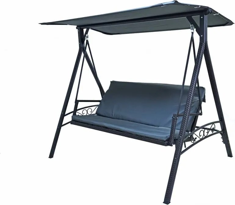 hojdačka RATTAN so sivou poduškou