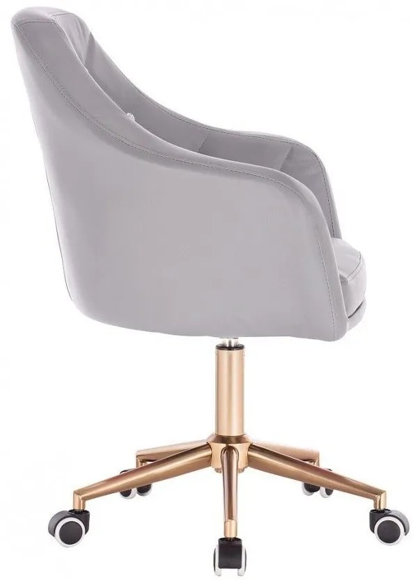 LuxuryForm DESIGN Kreslo ROMA na zlatej podstave s kolieskami - sivé