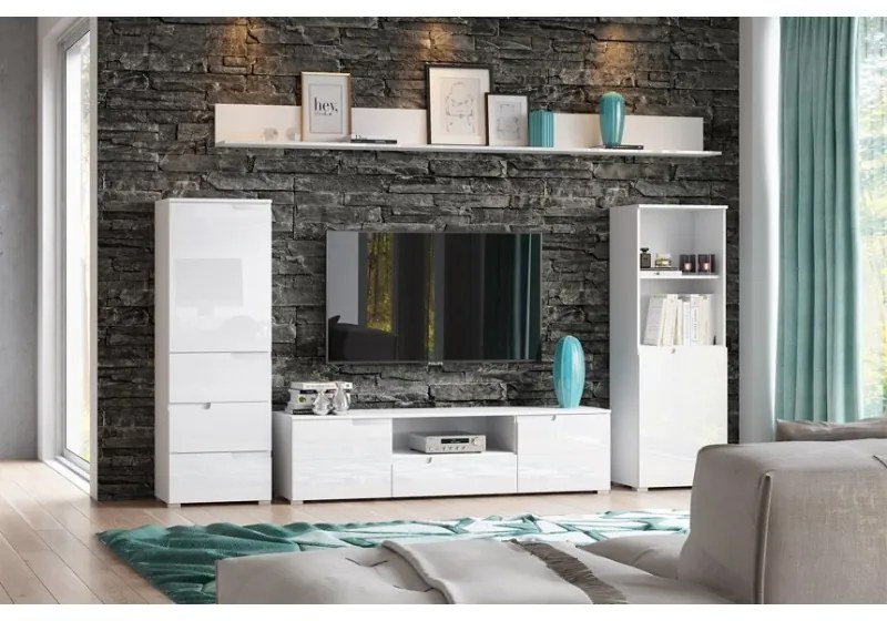 Regál SELENE 11 145 cm biely lesk/mat