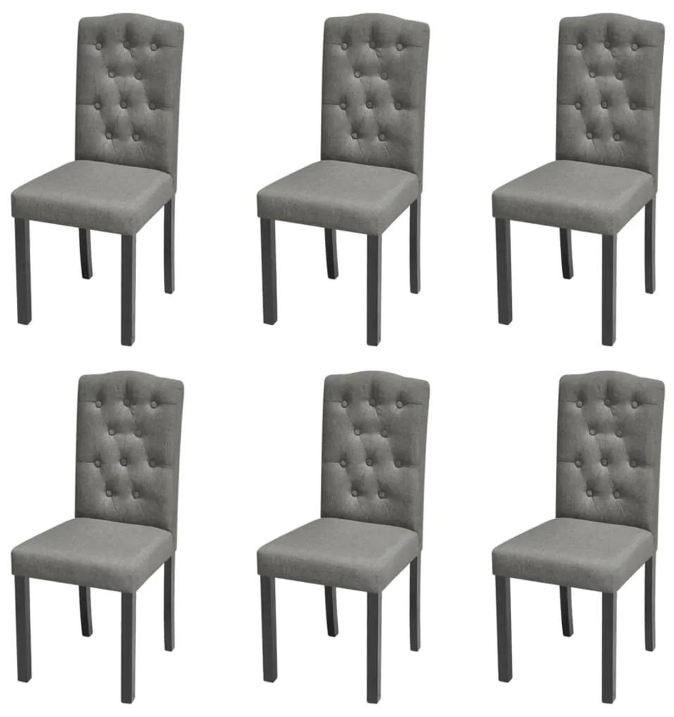 Jedálenské stoličky 6 ks, sivé, látka