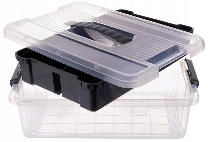 Organizér, úložný box 2v1, multifunkčný, sivý STORMAX - 6l, 35 x 23 x 11 cm