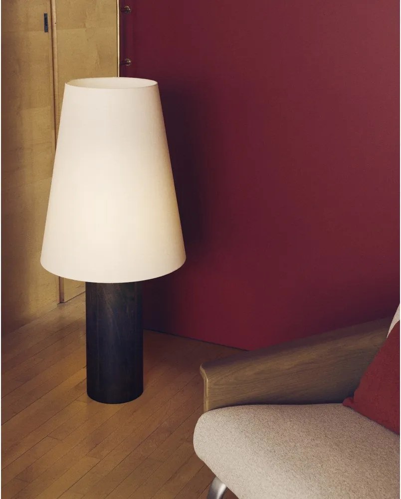 Biela/v tmavo prírodnej farbe stojacia lampa s textilným tienidlom (výška 110 cm) Marga – Kave Home