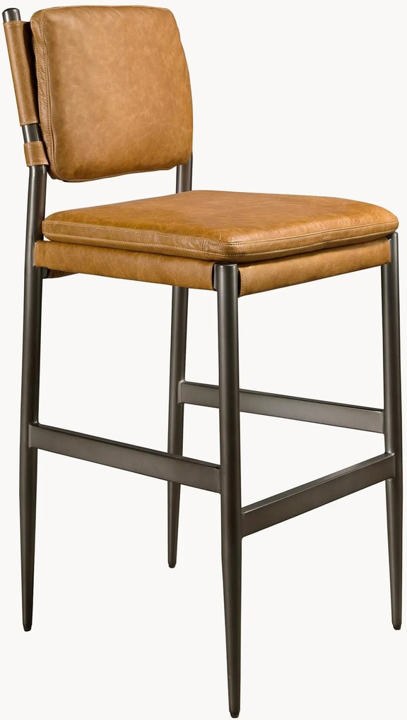 Kožená barová stolička's kovovými nohami Pablo