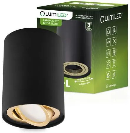 Stropné  bodové svietidlo Amat 115 mm Black/Gold O K1