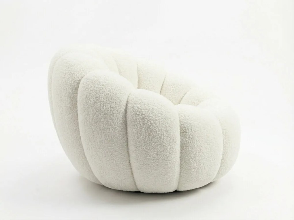 Dizajnové kreslo BLOOM s taburetom, krémové