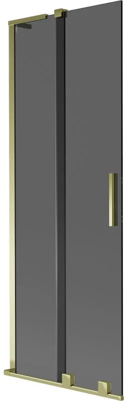 Mexen Velar L, 2-krídlová posuvná vaňová zástena 70 x 150 cm, 8mm šedé sklo, zlatá lesklá, 896-070-003-41-50