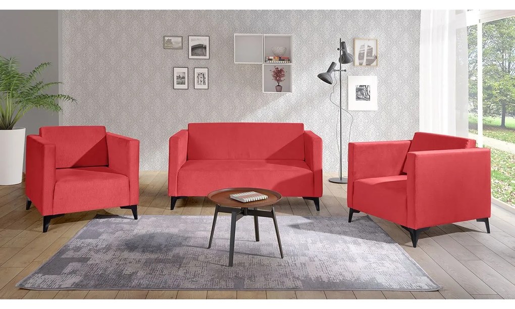 Sedacia súprava Denim 2+1+1, Dostupné poťahy: Solo 260, Farby nožičiek: biely lesk