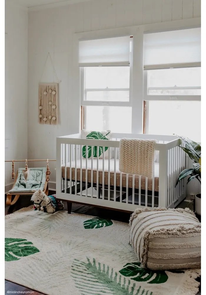 Zeleno-krémový prateľný ručne tkaný bavlnený detský koberec 140x200 cm Tropical Green – Lorena Canals