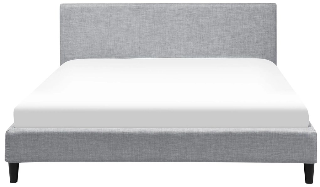 Čalúnená posteľ s bielym LED osvetlením 160 x 200 cm svetlosivá FITOU Beliani