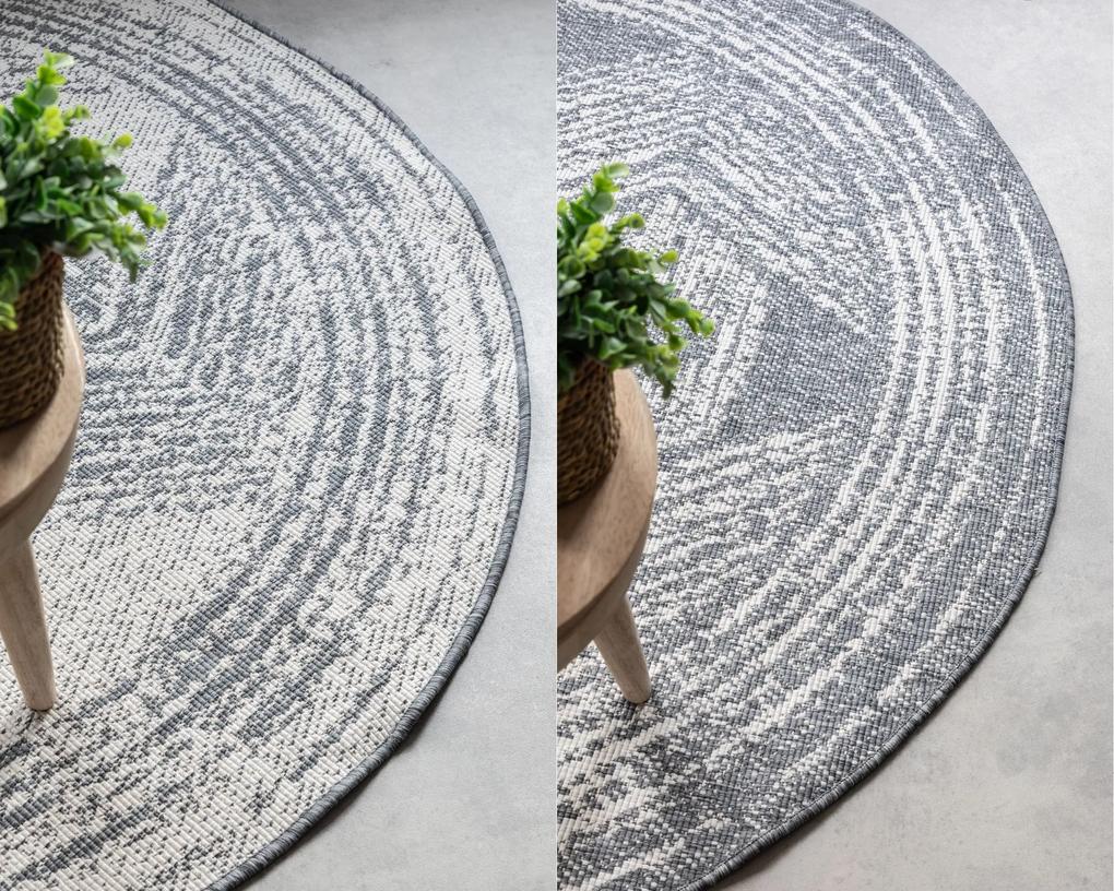 ELLE Decoration koberce Kusový koberec Gemini 106028 Silver kruh z kolekcie Elle – na von aj na doma - 140x140 (priemer) kruh cm