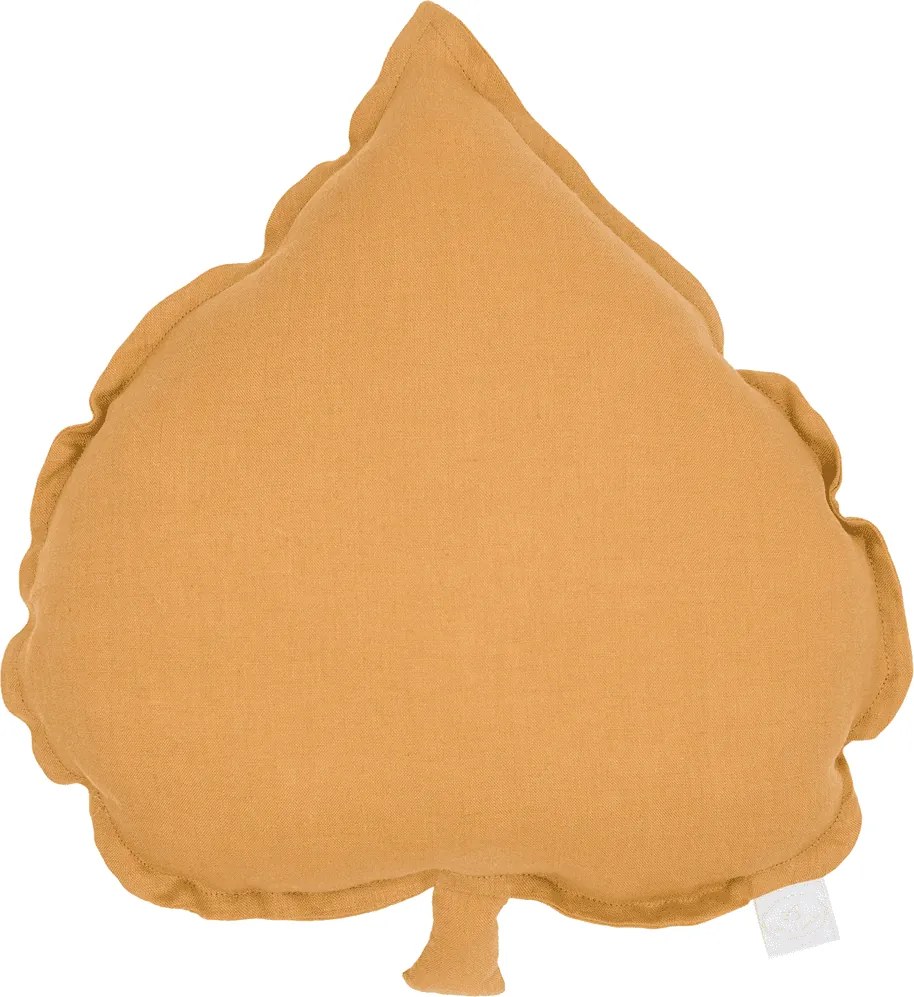 Ľanový vankúš lipový list karamelová 38×43 cm