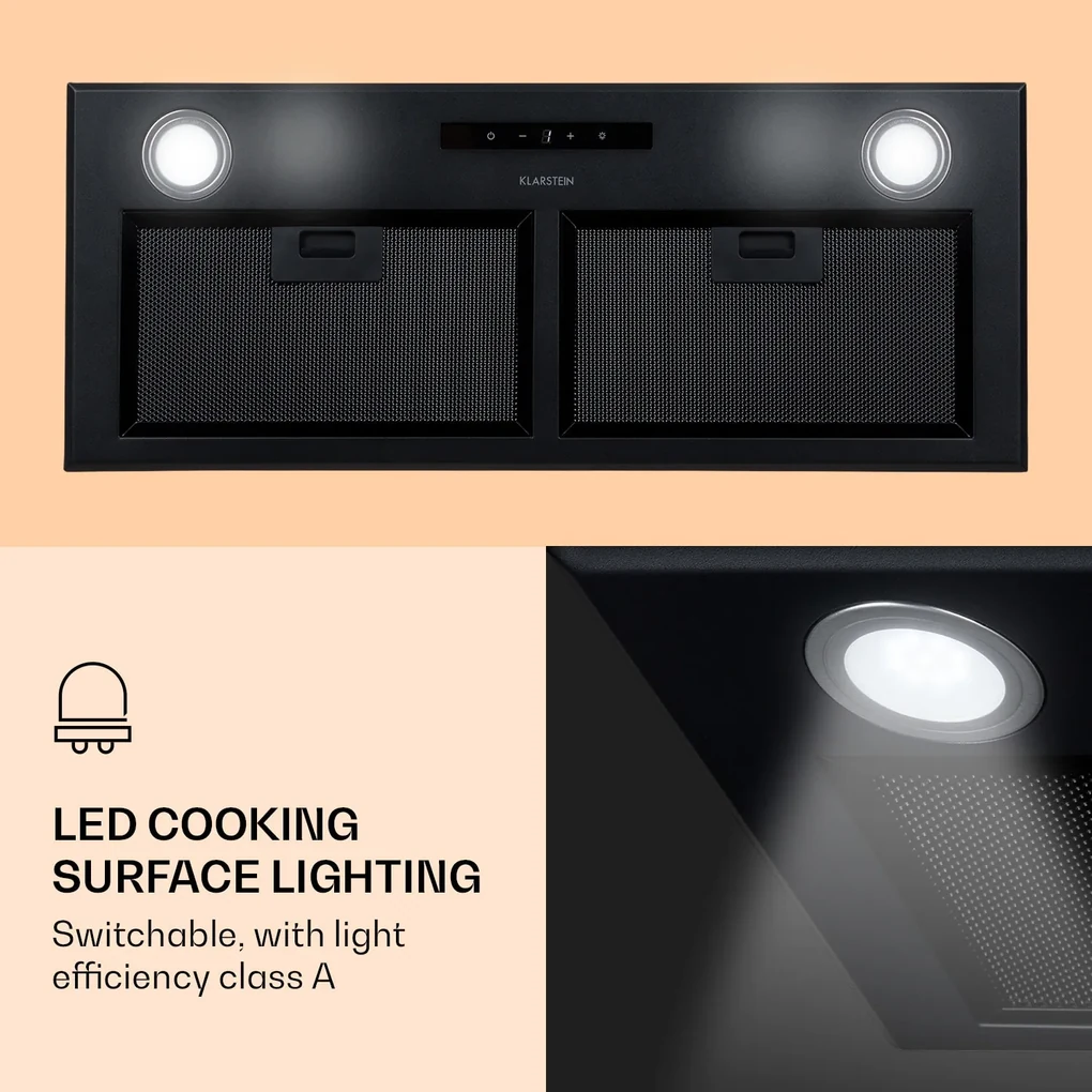 Paolo, digestor, 72,5 cm, vstavaný, 600 m³/h, LED, čierny