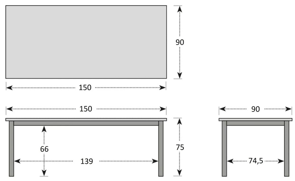 Doppler CONCEPT - záhradný teakový stôl 150 x 90 x 75 cm, hliník + teak