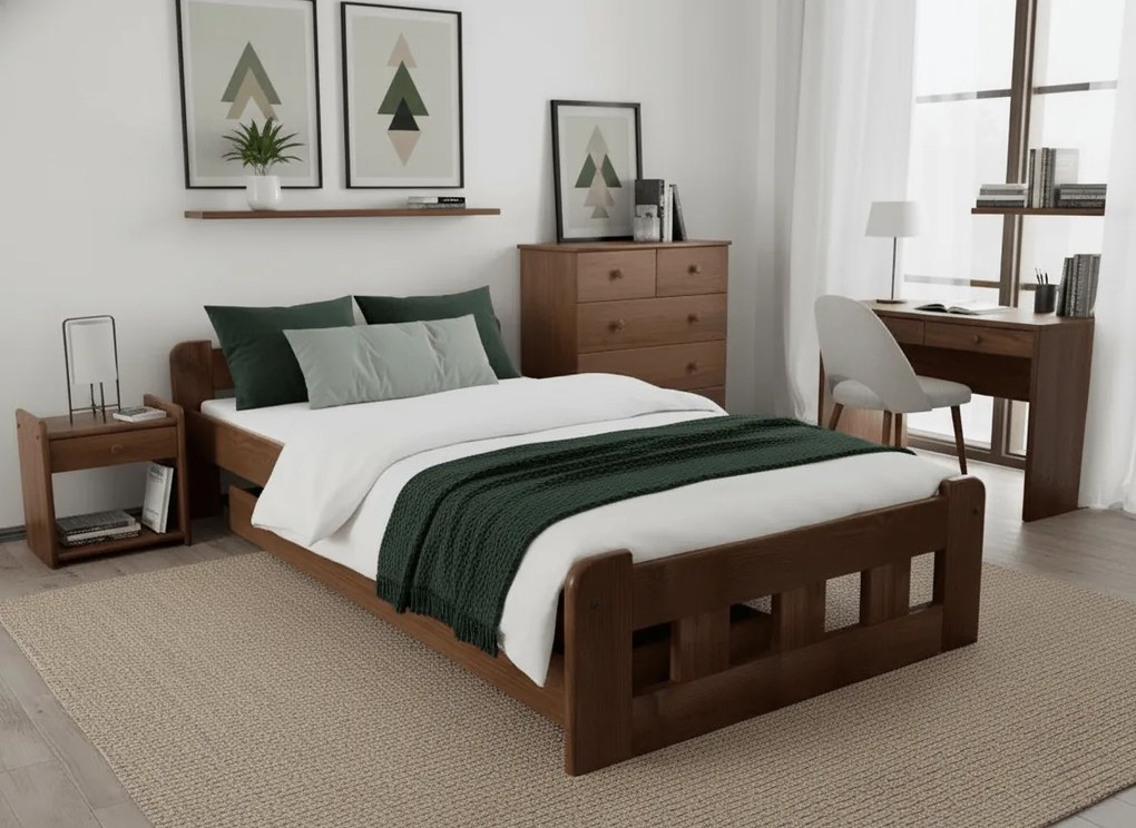 Posteľ Naomi zvýšená 90 x 200 cm, dub Rošt: Bez roštu, Matrac: Matrac COCO MAXI 20 cm