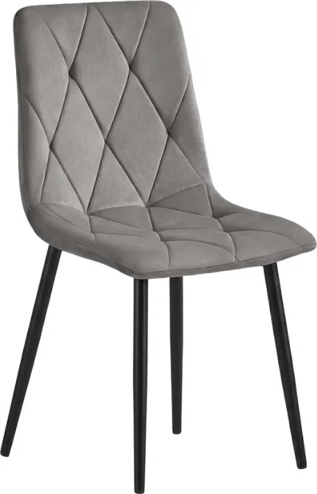 Sivá zamatová stolička LIBRA SILVER GREY s čiernymi nohami
