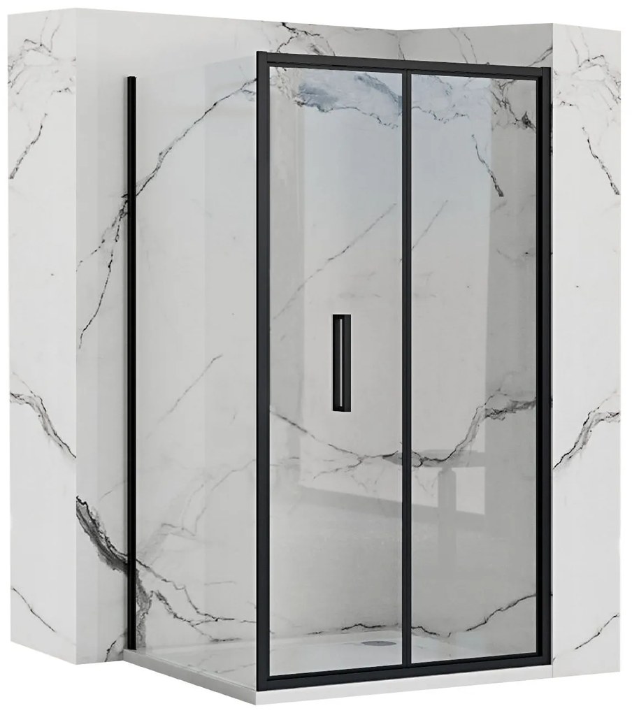 Rea Rapid Fold, sprchovací kút so skladacími dverami 100x80cm, číre sklo, čierny profil, KPL-09904