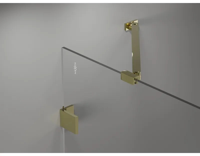 Mexen Lunar Duo, výklopný sprchový kút 80 x 80 cm, 8mm číre sklo, zlatý profil, 834-080L-080P-50-00