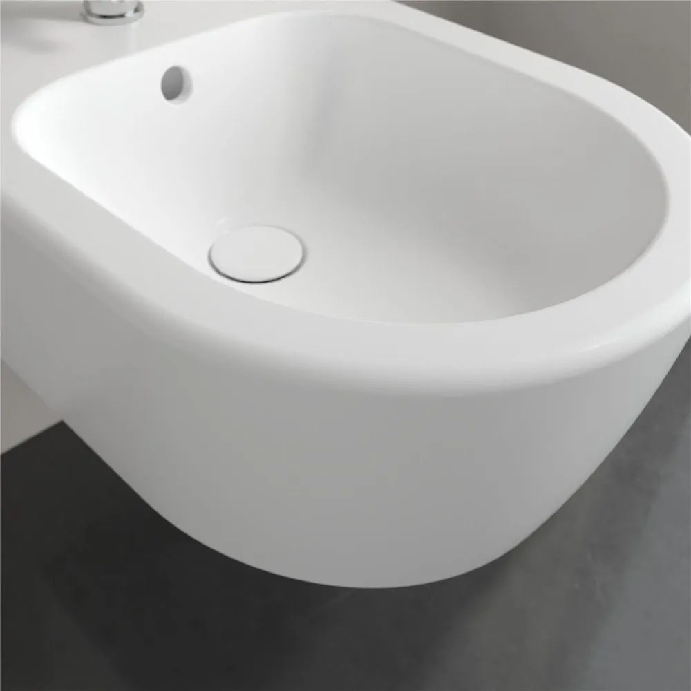 VILLEROY &amp; BOCH Avento závesný bidet s otvorom, s prepadom, 370 x 530 mm, Stone White, s povrchom CeramicPlus, 540500RW