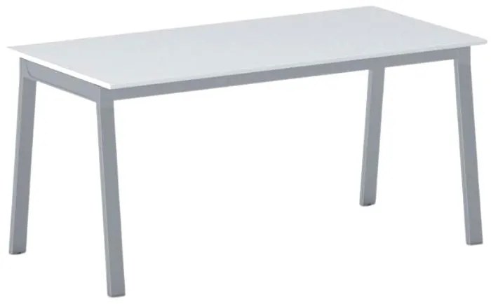 Rokovací kancelársky stôl PRIMO BASIC, 160x80 cm, sivostrieborná podnož, biela