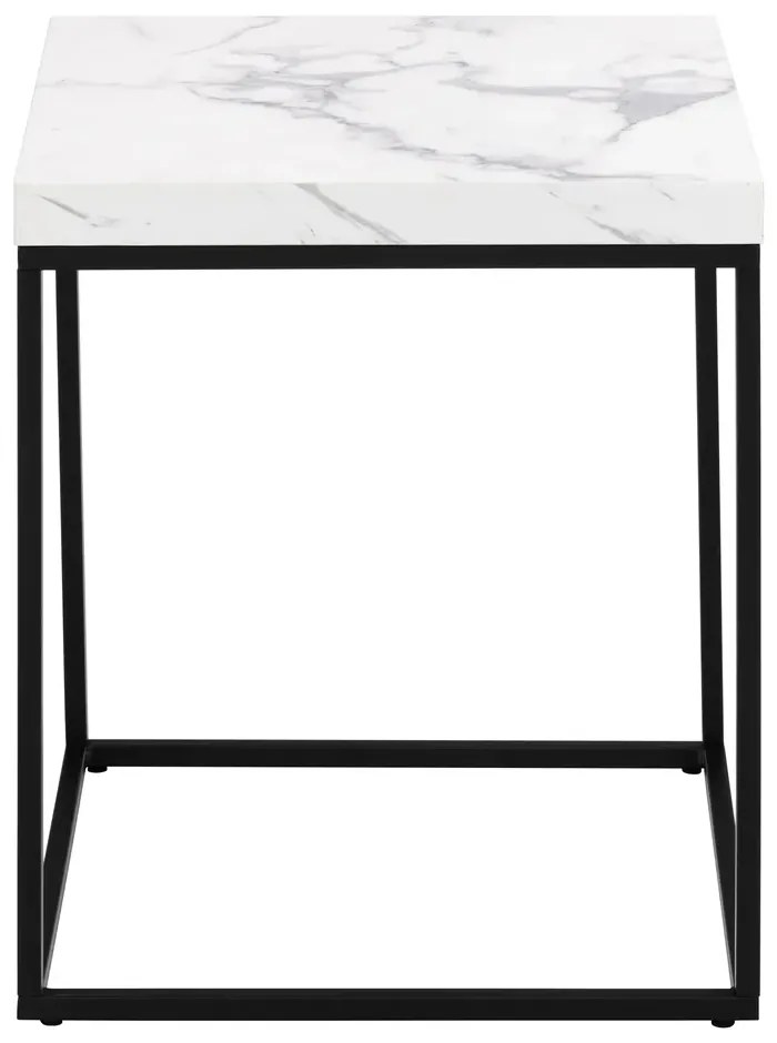 Odkladací stolík Barossa 40 cm biely mramor/čierny