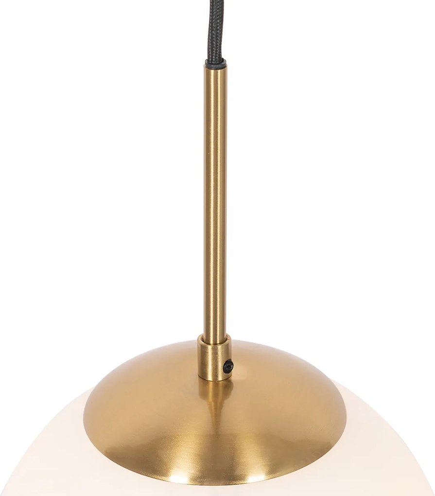 Závesná lampa Art Deco zlatá s opálovým sklom vrátane čierneho adaptéra na koľajnicu 1-fázová - Iconic Flore