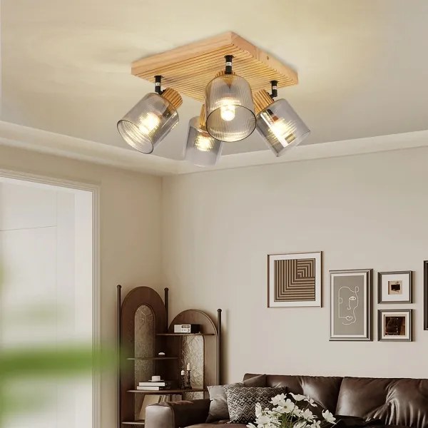 Brilagi - Bodové svietidlo HYGGE 4xE14/15W/230V drevené/dymové